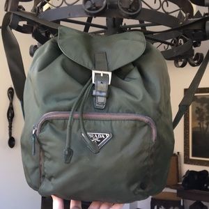 Prada Nylon Army Green Backpack